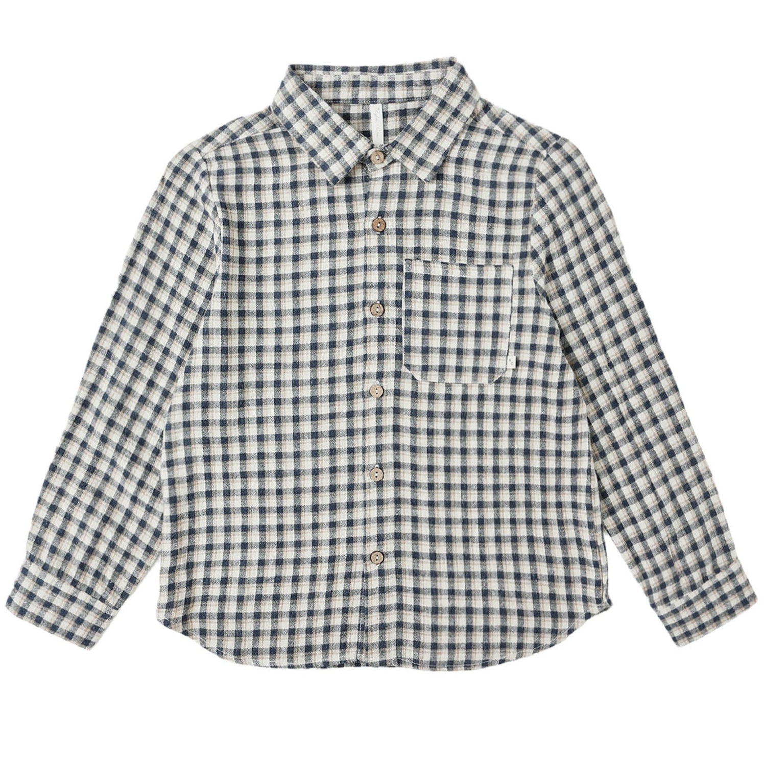 Navy Check Collared LS Shirt
