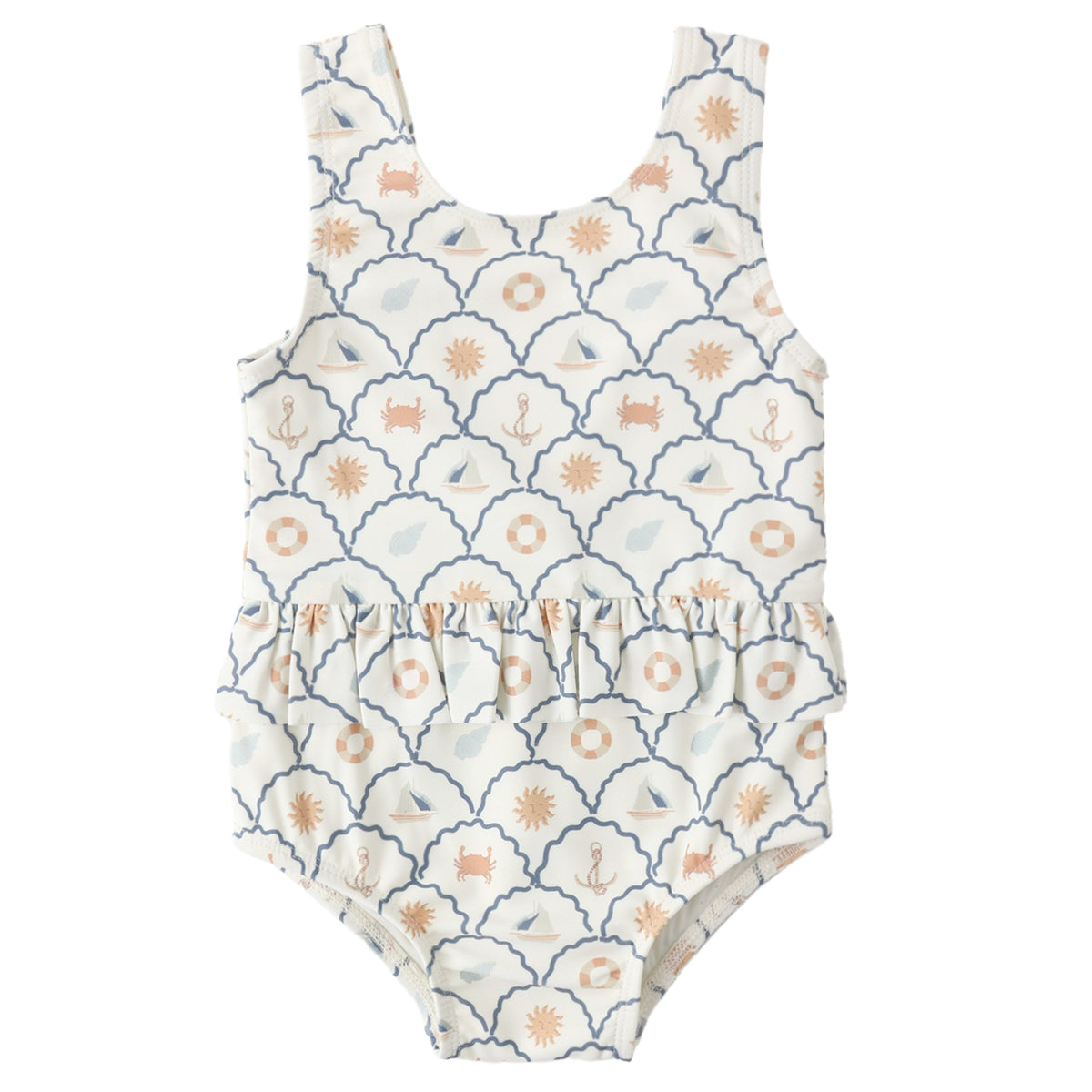 Nautical Skirted 1pc Swimsuit