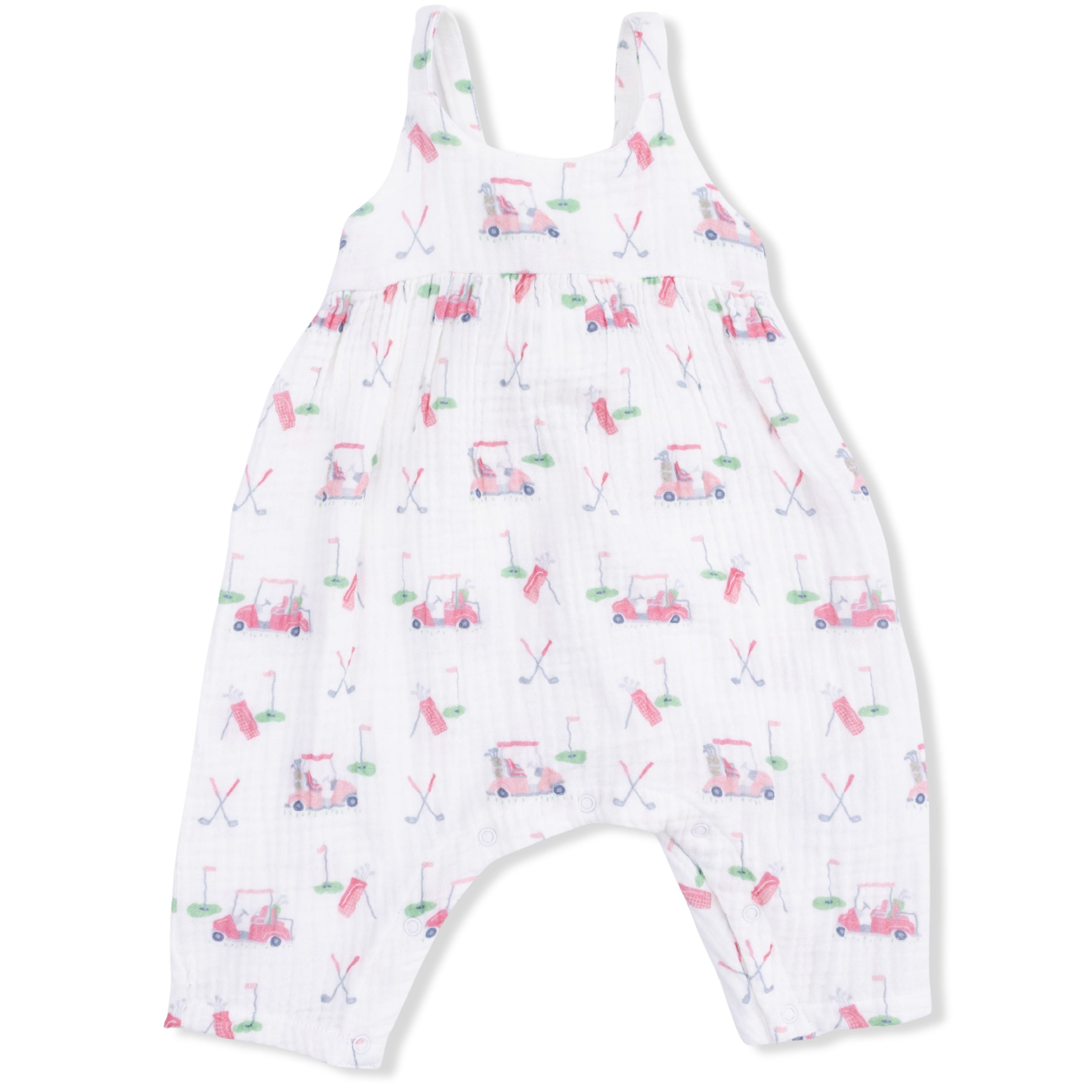Baby Golf Carts Pink Tie Back Romper