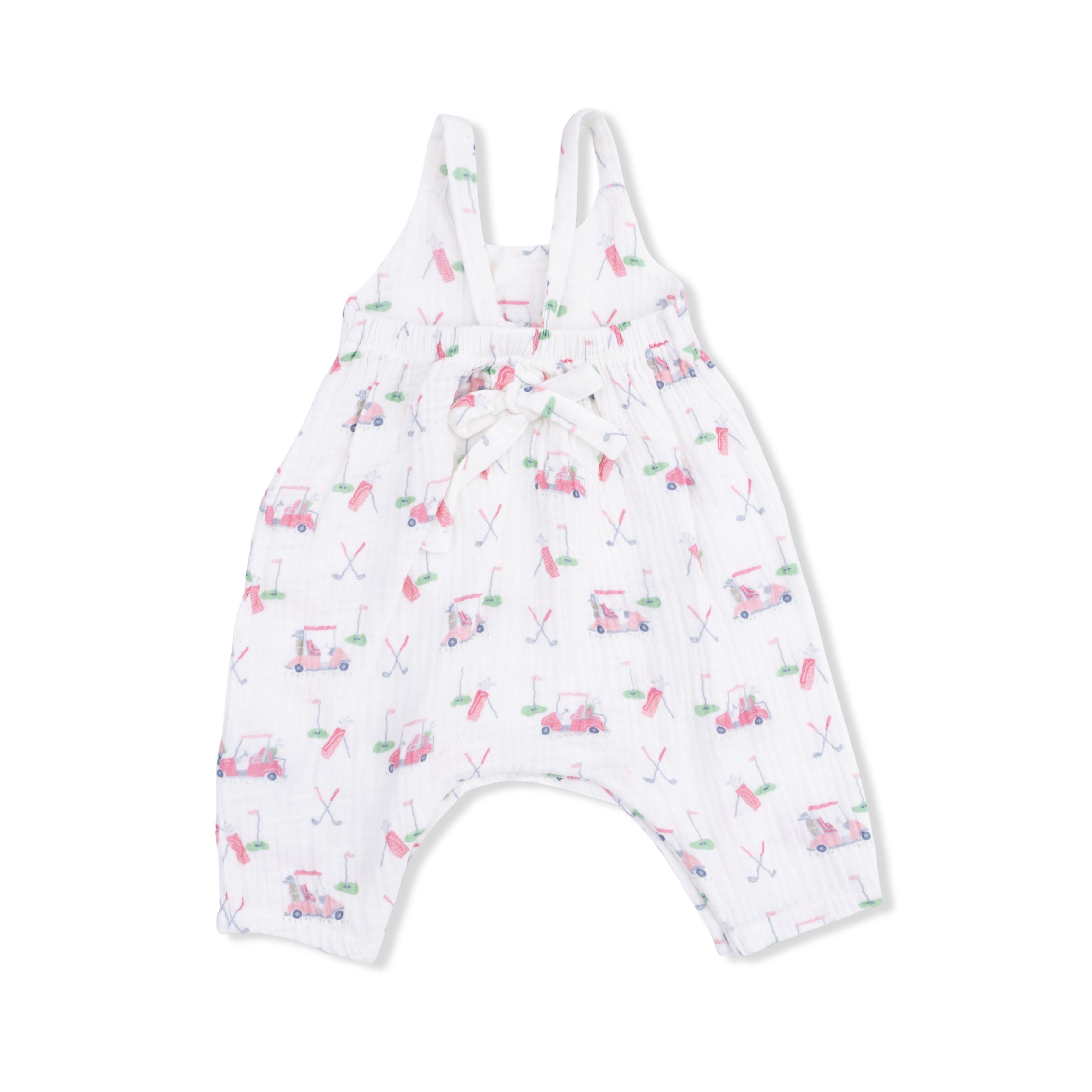 Baby Golf Carts Pink Tie Back Romper