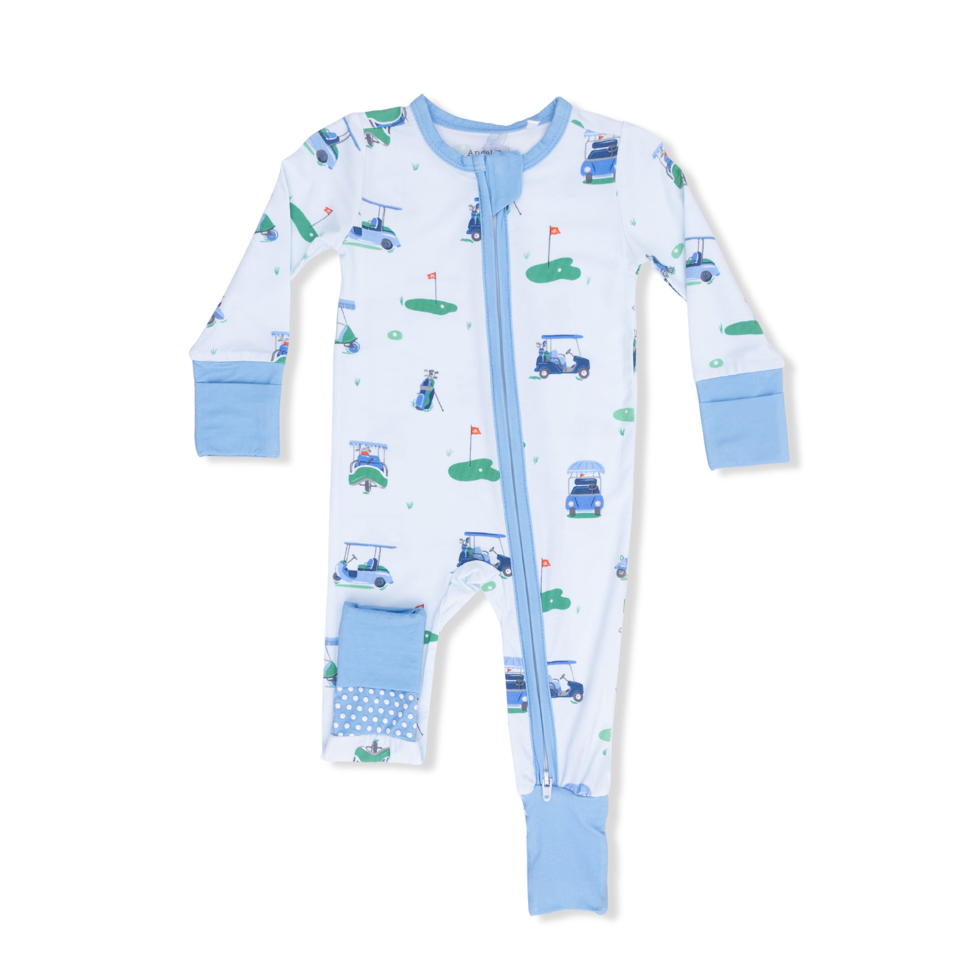 Vintage Golf Carts Blue Convertible Romper