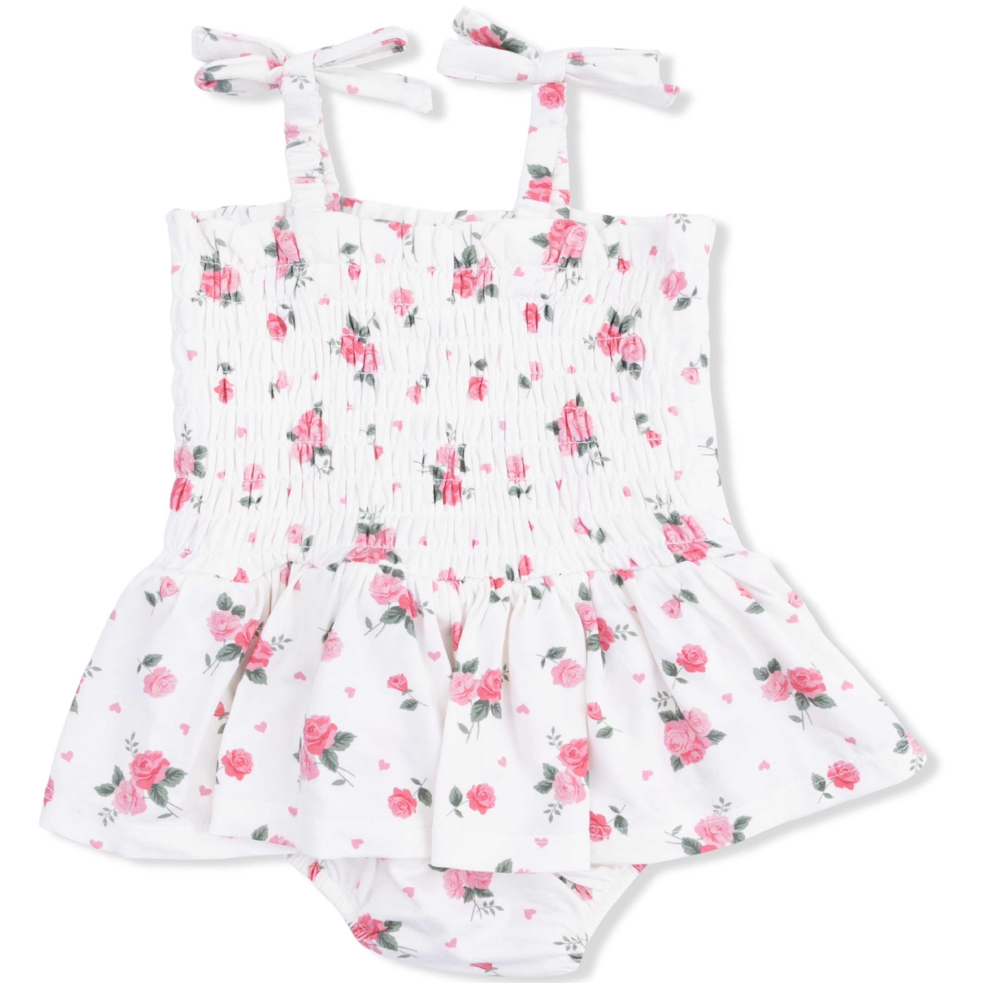 Pink Rosettes Smocked Bubble