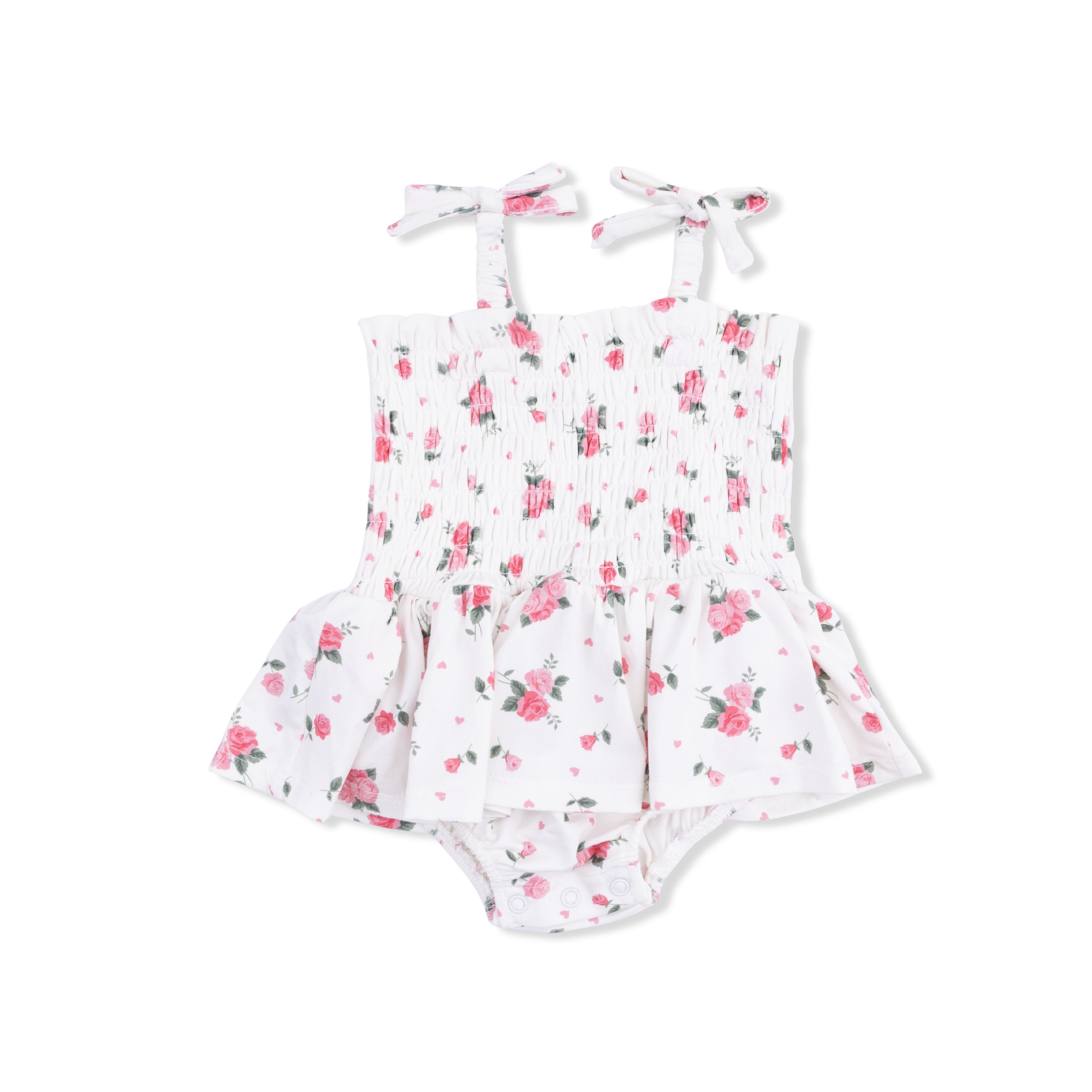 Pink Rosettes Smocked Bubble