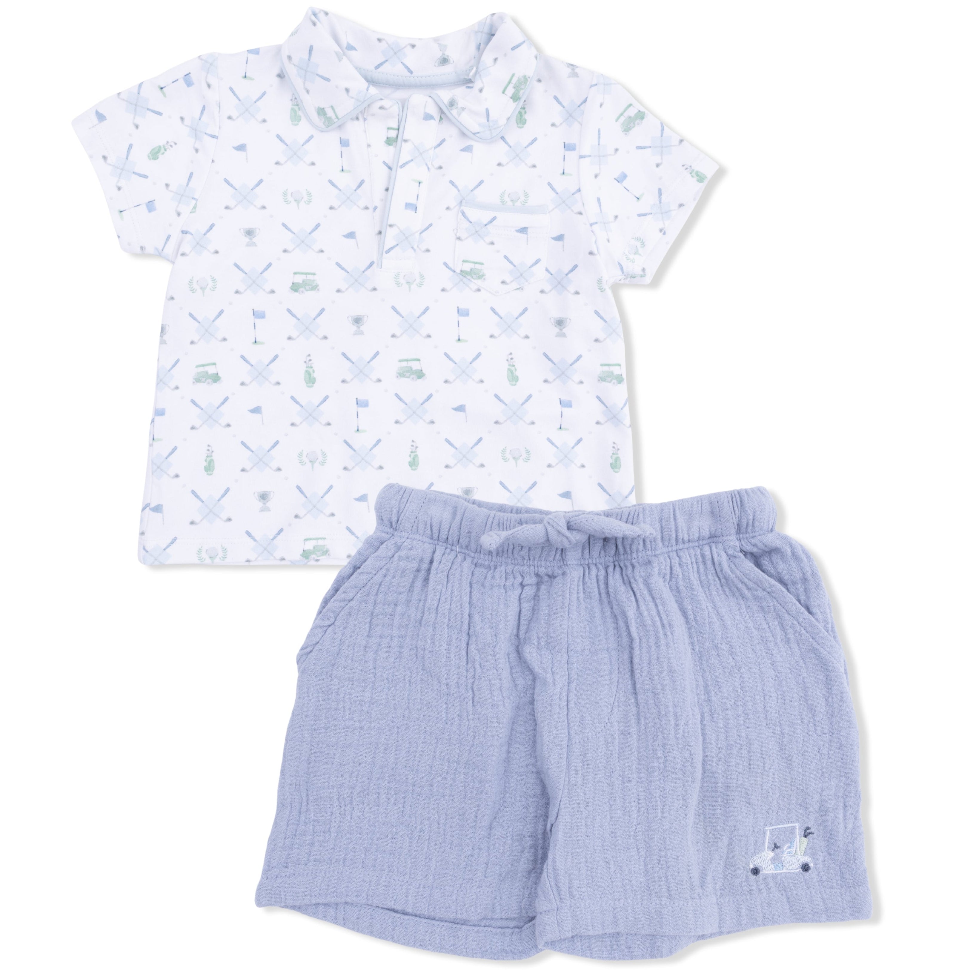 Golf Trellis Blue Polo Short Set