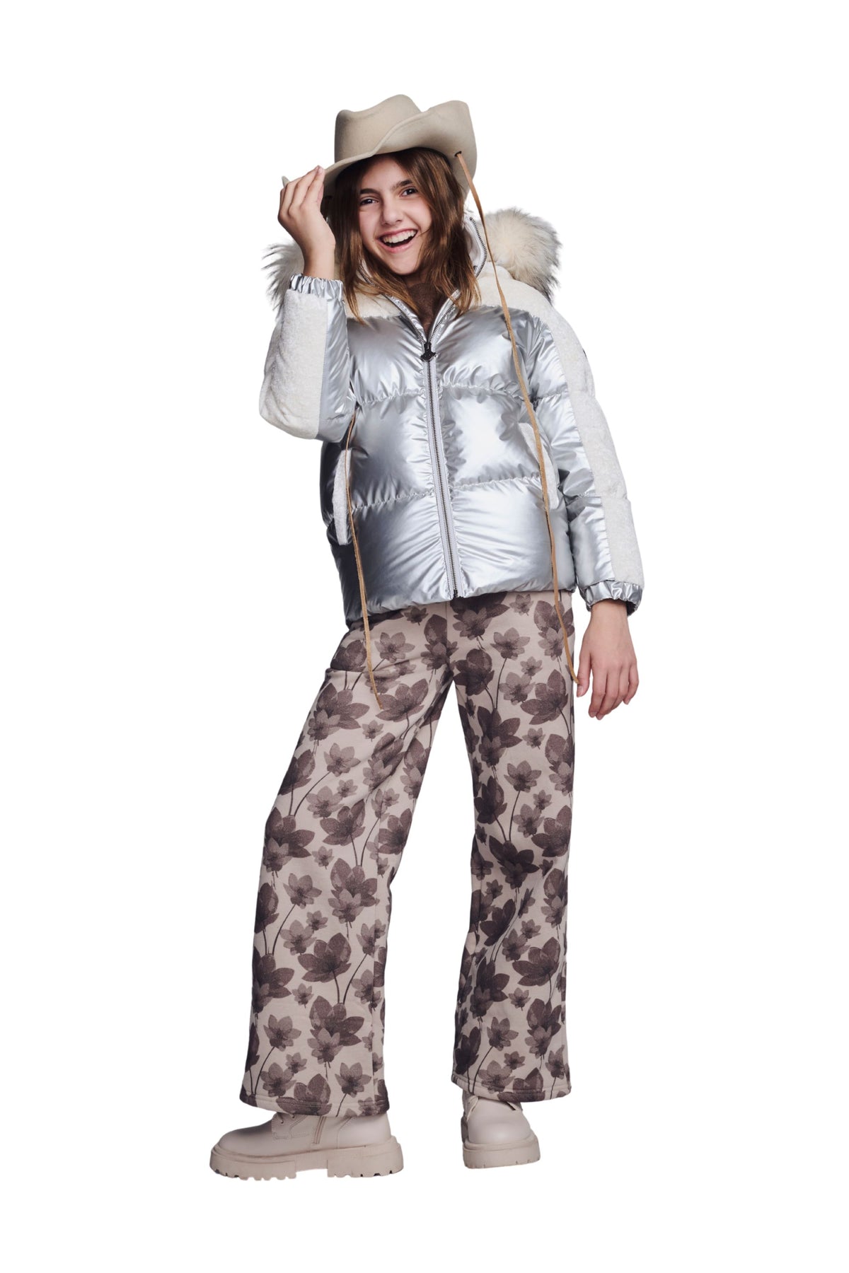 Mixed Media Puffer Coat