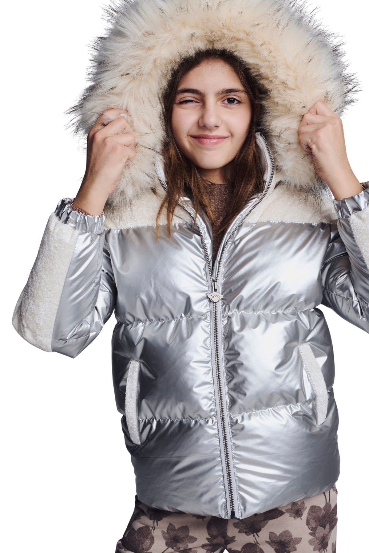 Mixed Media Puffer Coat