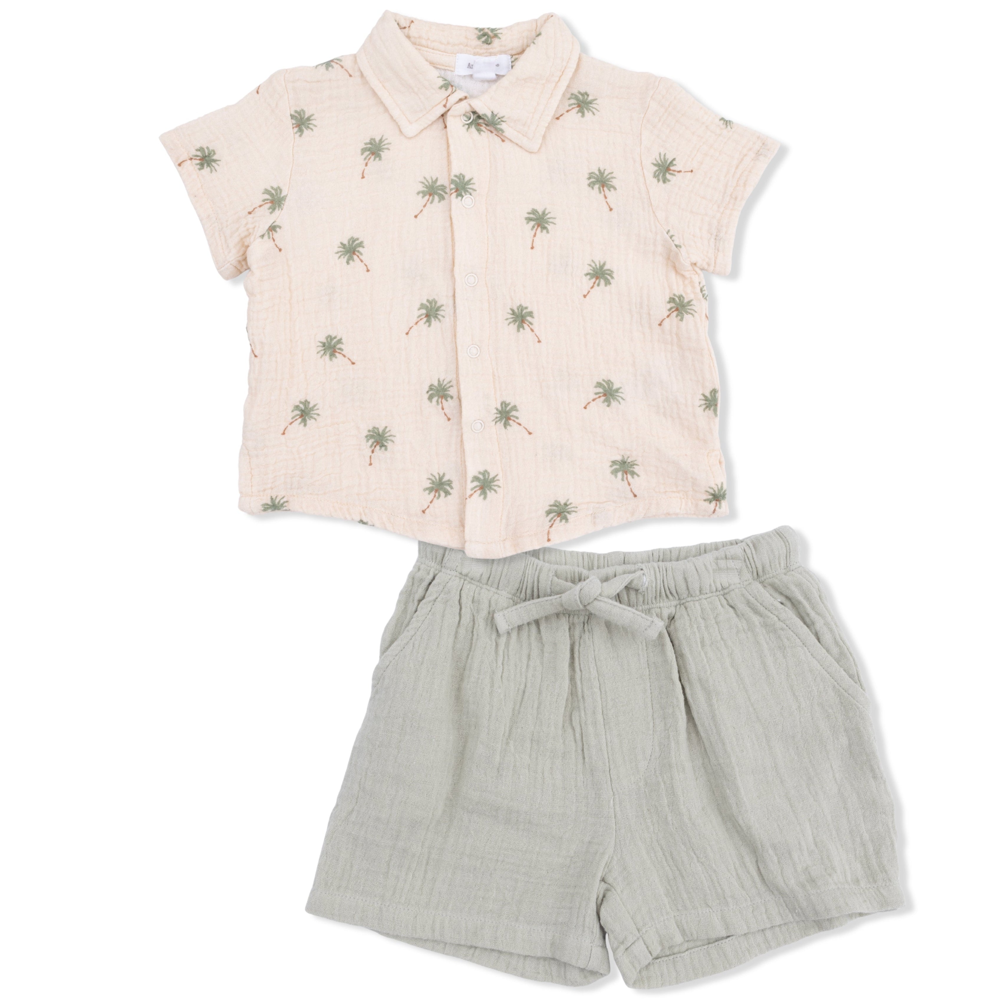 Palm Trees Polo Button Down Set