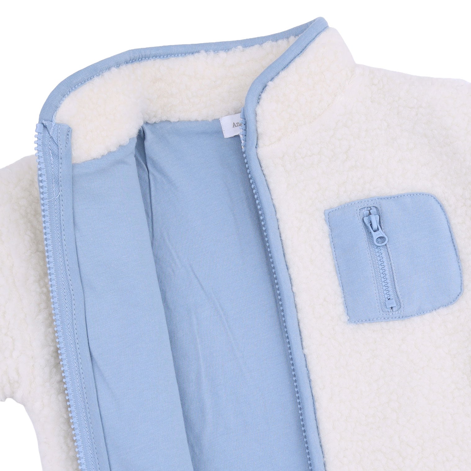 Blue Lined Sherpa Zip Jacket