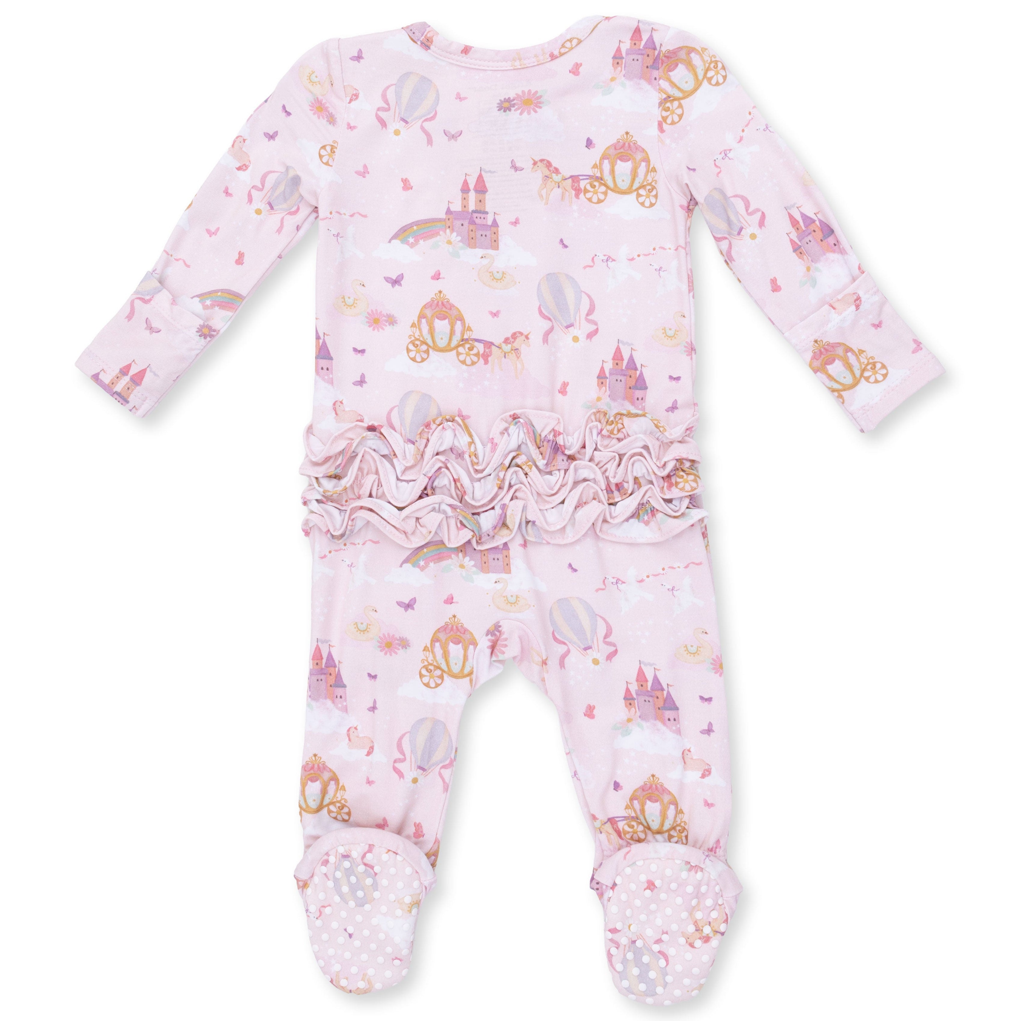 Princess Unicorns and Castle Ruffle Back Zip Footie