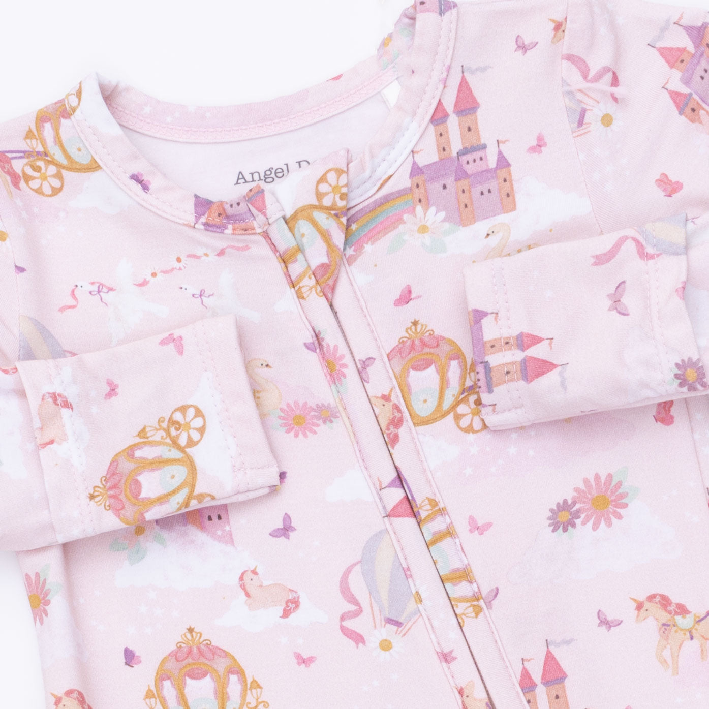 Princess Unicorns and Castle Ruffle Back Zip Footie