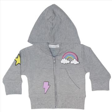 baby rainbow patch zip hoodie