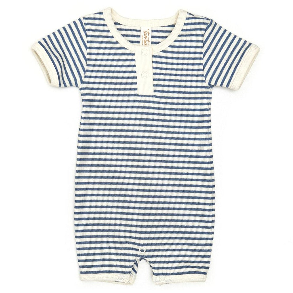 Blue Stripes Rib Romper - Meems