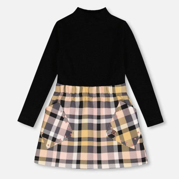 Deux Par Deux_Meems Plaid Mock Neck Dress