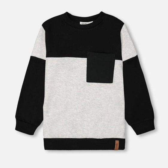 Deux Par Deux_Meems Color Block Brushed Jersey Pocket Top