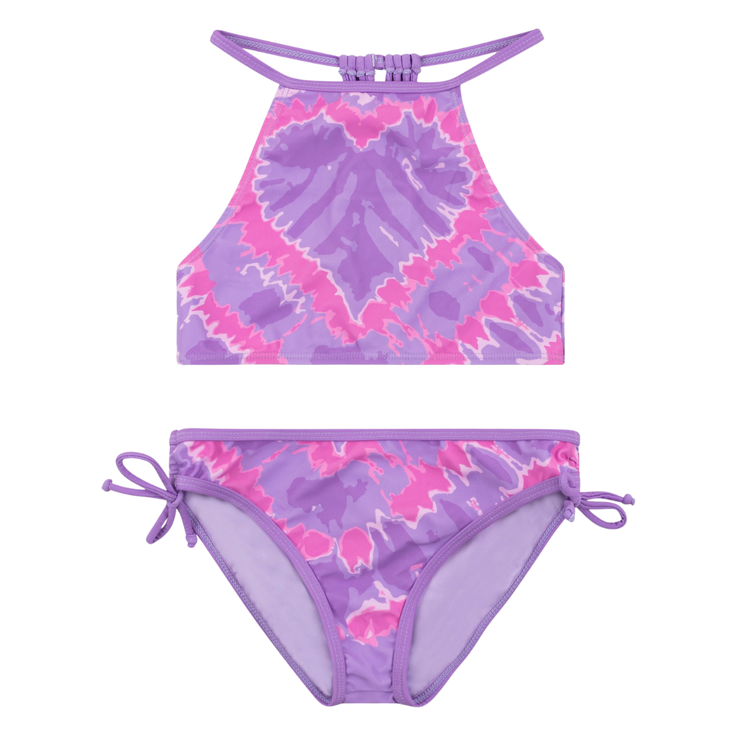 Limeapple Heart Tie Dye Bikini in Pink and Purple Meems Pink 6