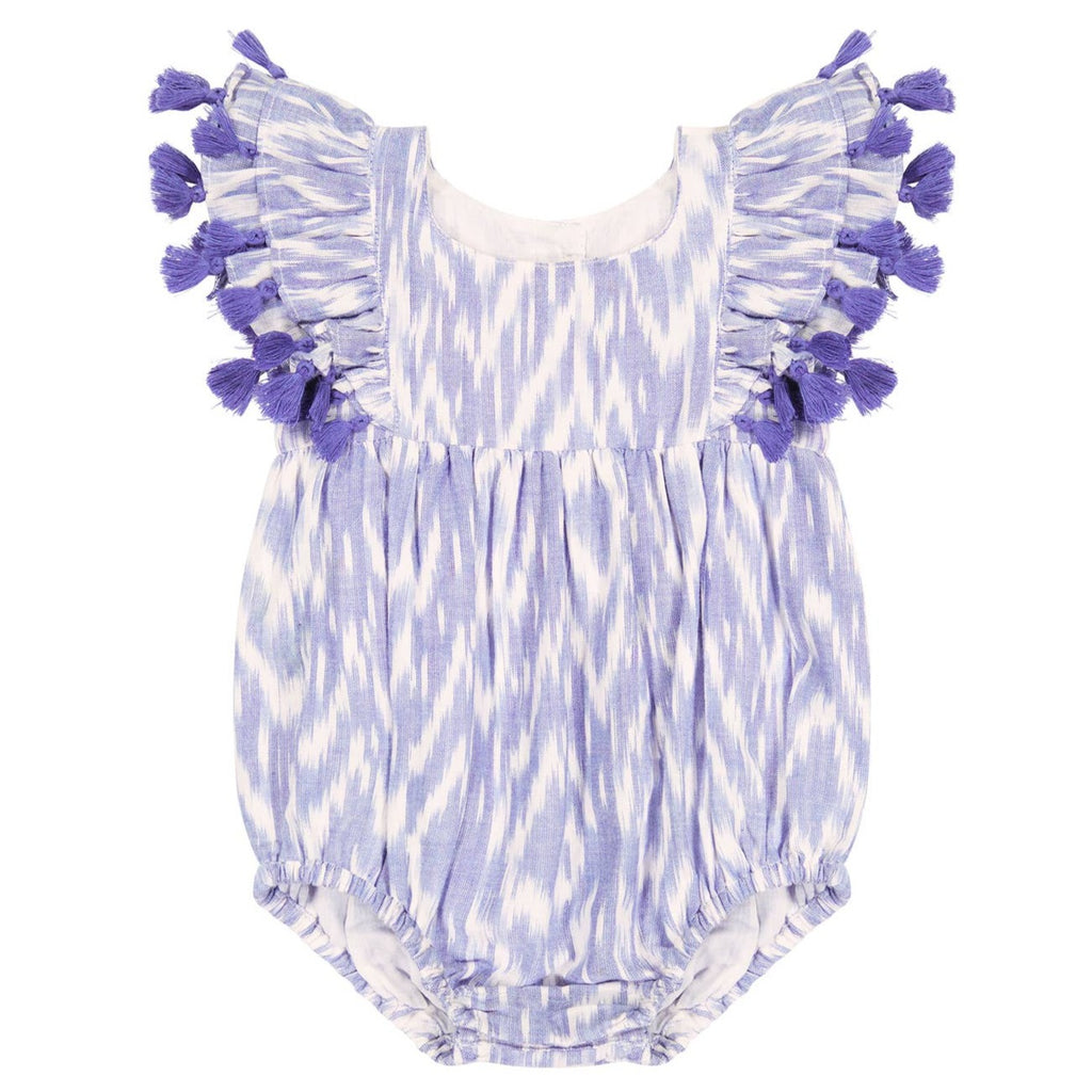 Mer St. Barth_Meems Blue Ikat Anna Baby Romper