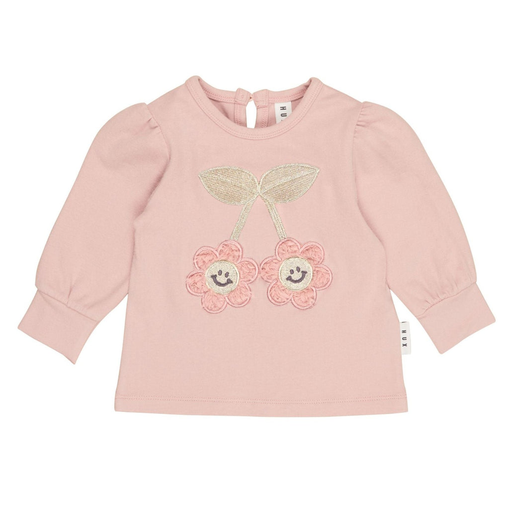 meems huxbaby long sleeve smile flower puff top